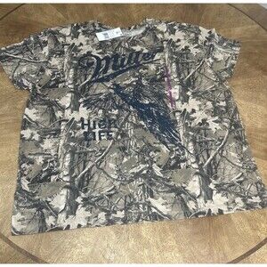 Miller High Life Short Sleeve Shirt Pheasant Camo Women's XXL 100% Cotton Tee